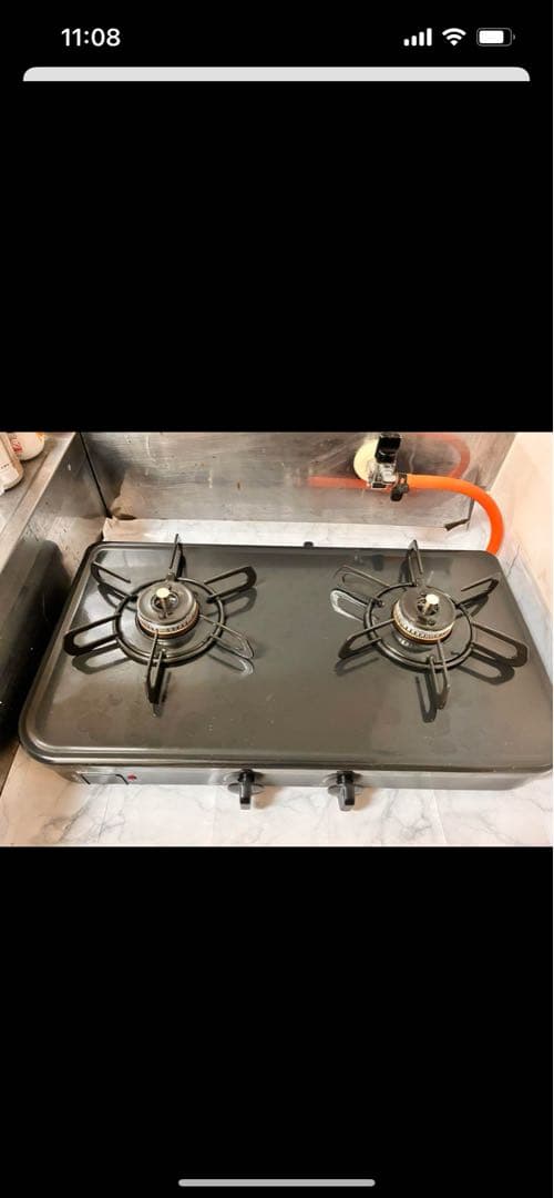 【ココロ】ガスコンロ 2口 黒　poloma pa29b