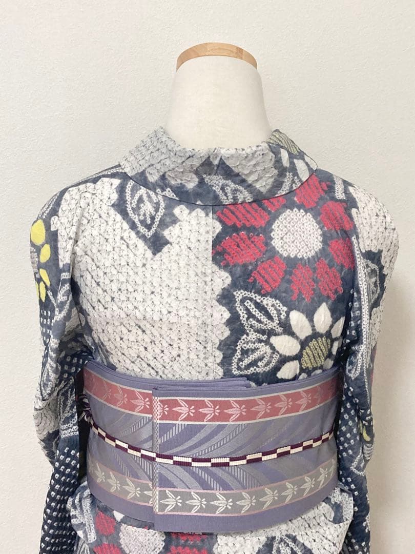 KM　浴衣　有松鳴海絞り　向日葵　裄66cm