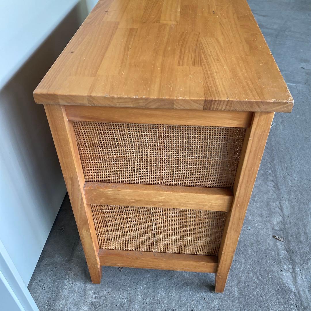 藤　ラタンチェスト　タンス　昭和レトロ　木製　網 キャビネット 箪笥 収納　棚