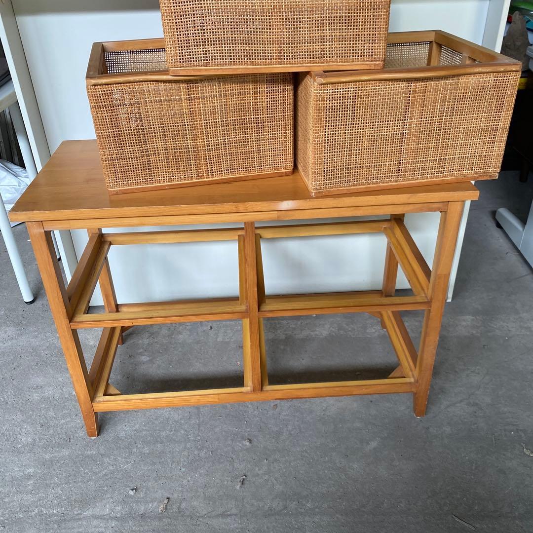 藤　ラタンチェスト　タンス　昭和レトロ　木製　網 キャビネット 箪笥 収納　棚