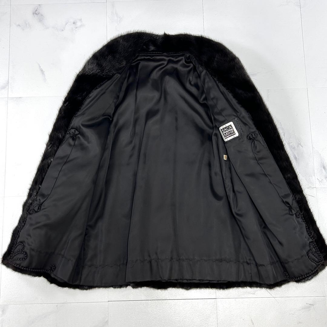 高級 美品 SAGAMINK 毛皮 コート 艶あり 柔らか ブラック レディース
