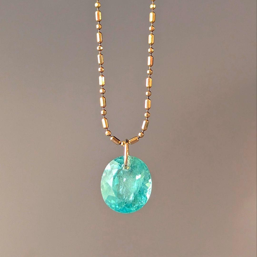 ♢N♢訳あり♢K18 アパタイト 3.97ct チャーム ペンダントトップ