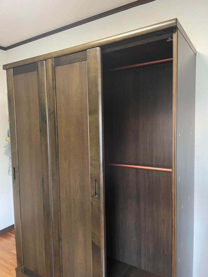 送料無料　ミラー付き木製　ワードローブ/洋服ダンス/クローゼット