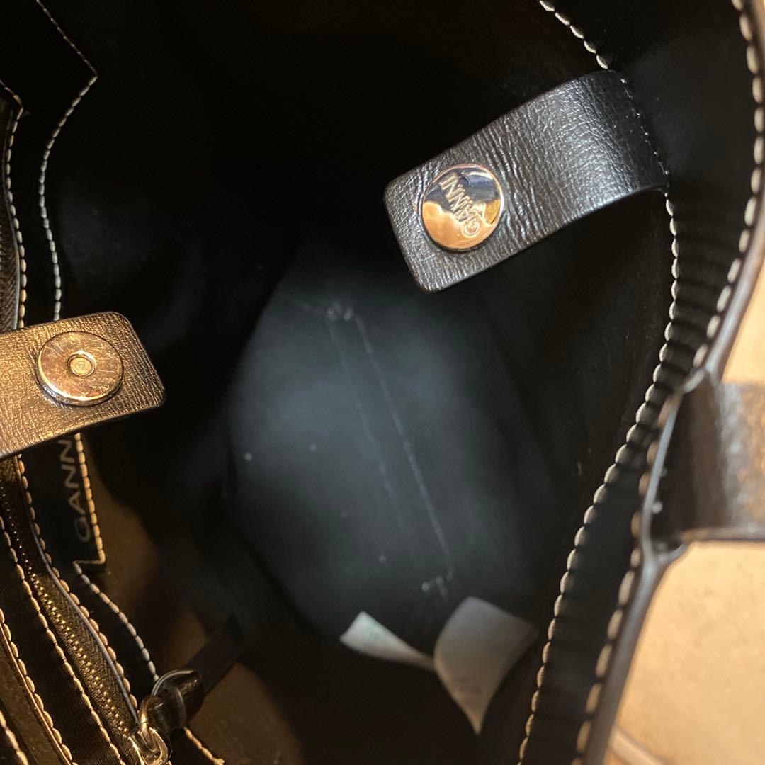 GANNI ブラックレザーショルダーバッグ トートバッグ 2way 保存袋あり