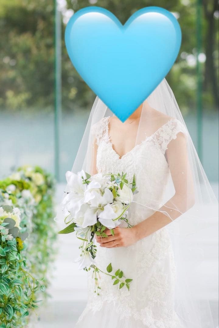 【ワタべウェディング】ドレス ソフトマーメイドライン　ロングベール付き スワロ