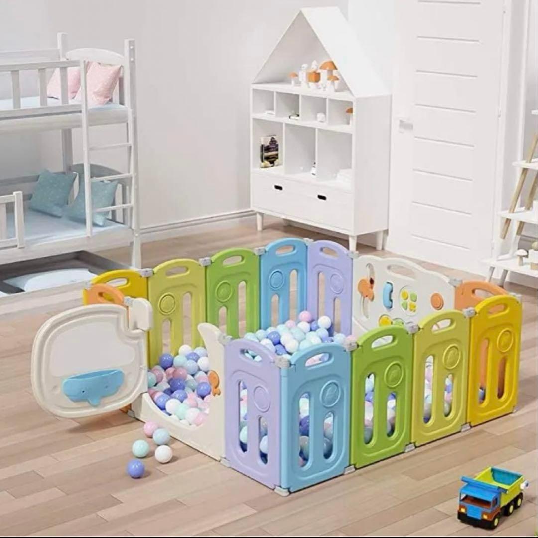 UBRAVOO ベビーサークル キッズランド レインボーカラー 14枚セット