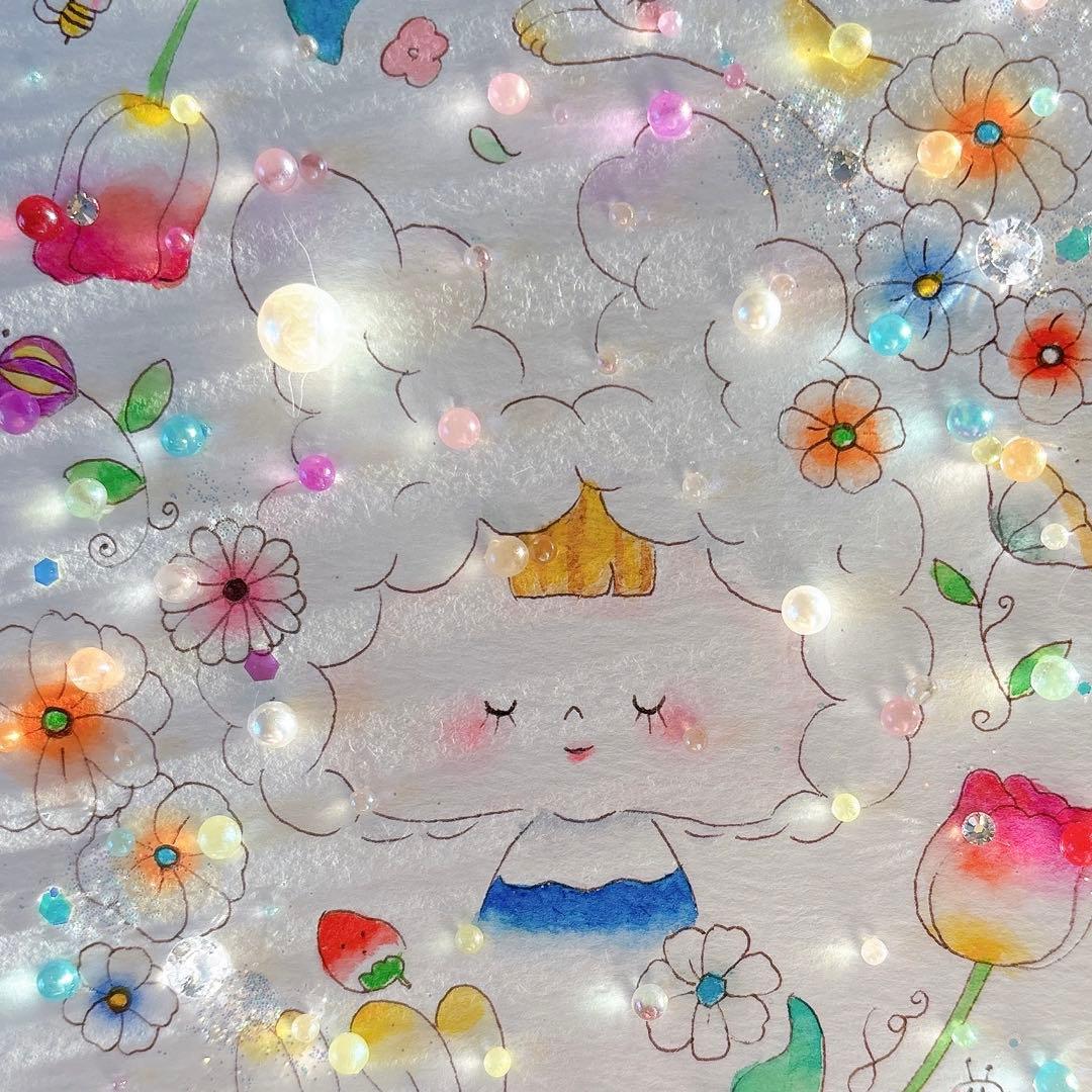 イラスト　グラスアート　水彩画　原画