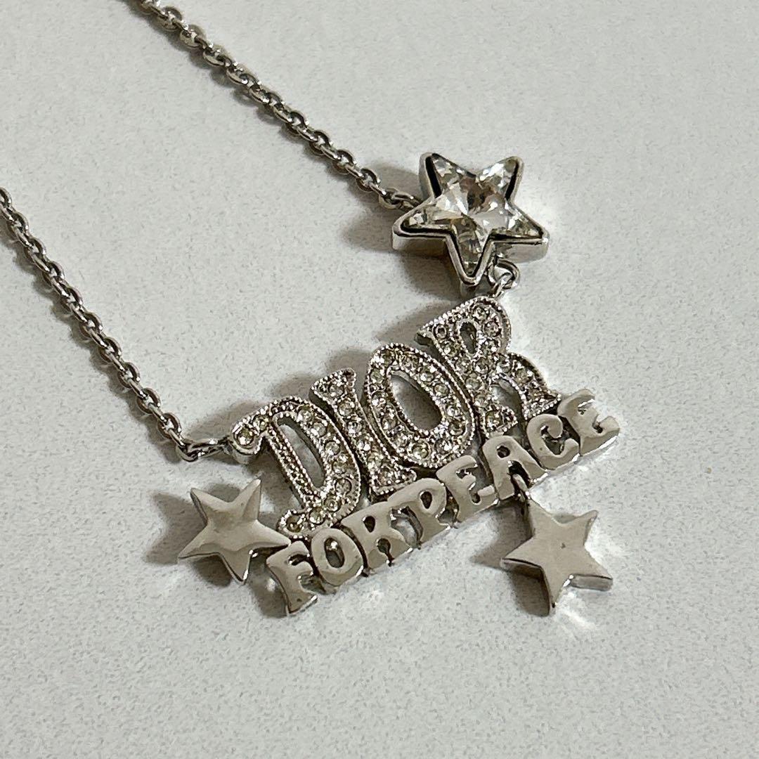【極美品・希少】Dior ネックレス ロゴ スター ラインストーン シルバー