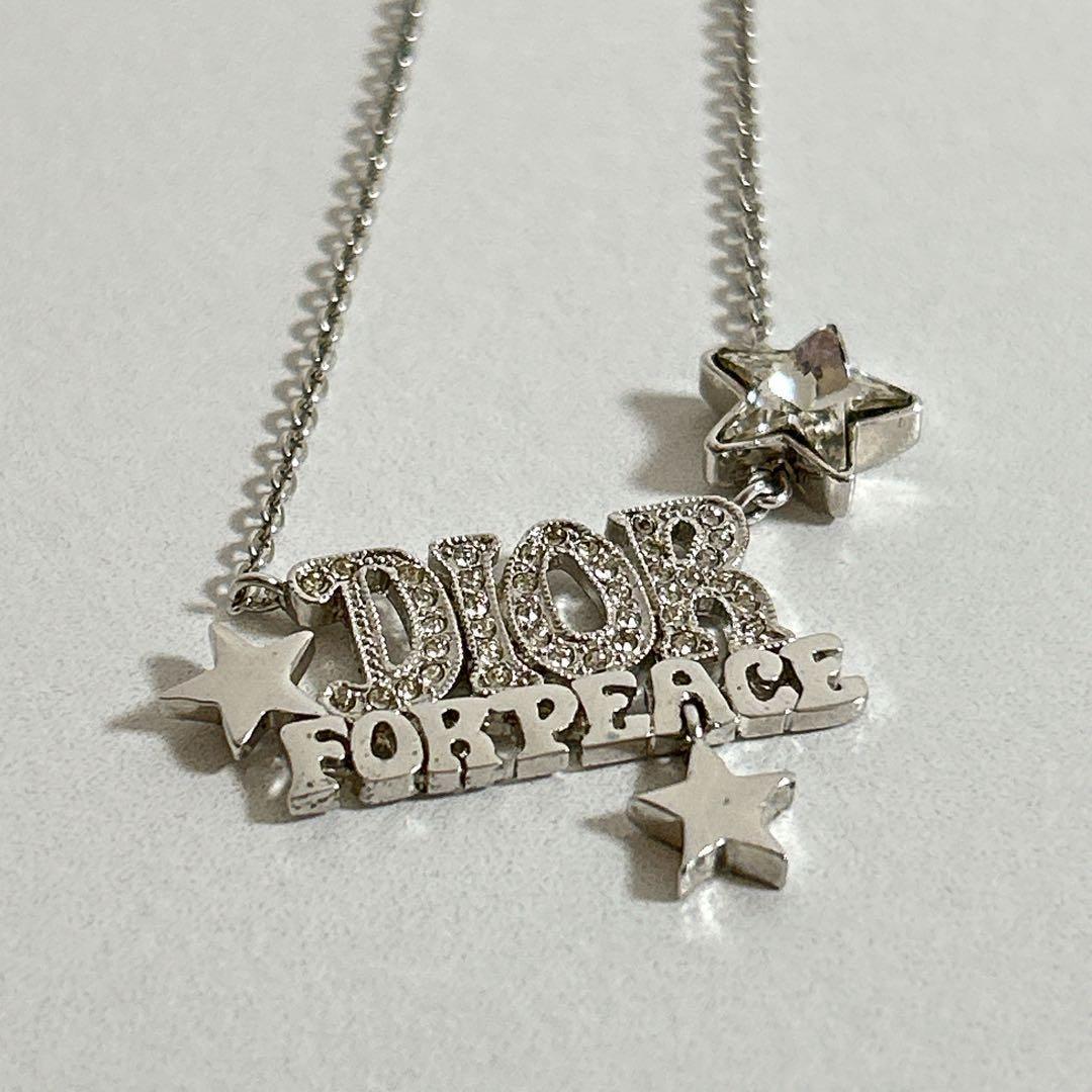 【極美品・希少】Dior ネックレス ロゴ スター ラインストーン シルバー