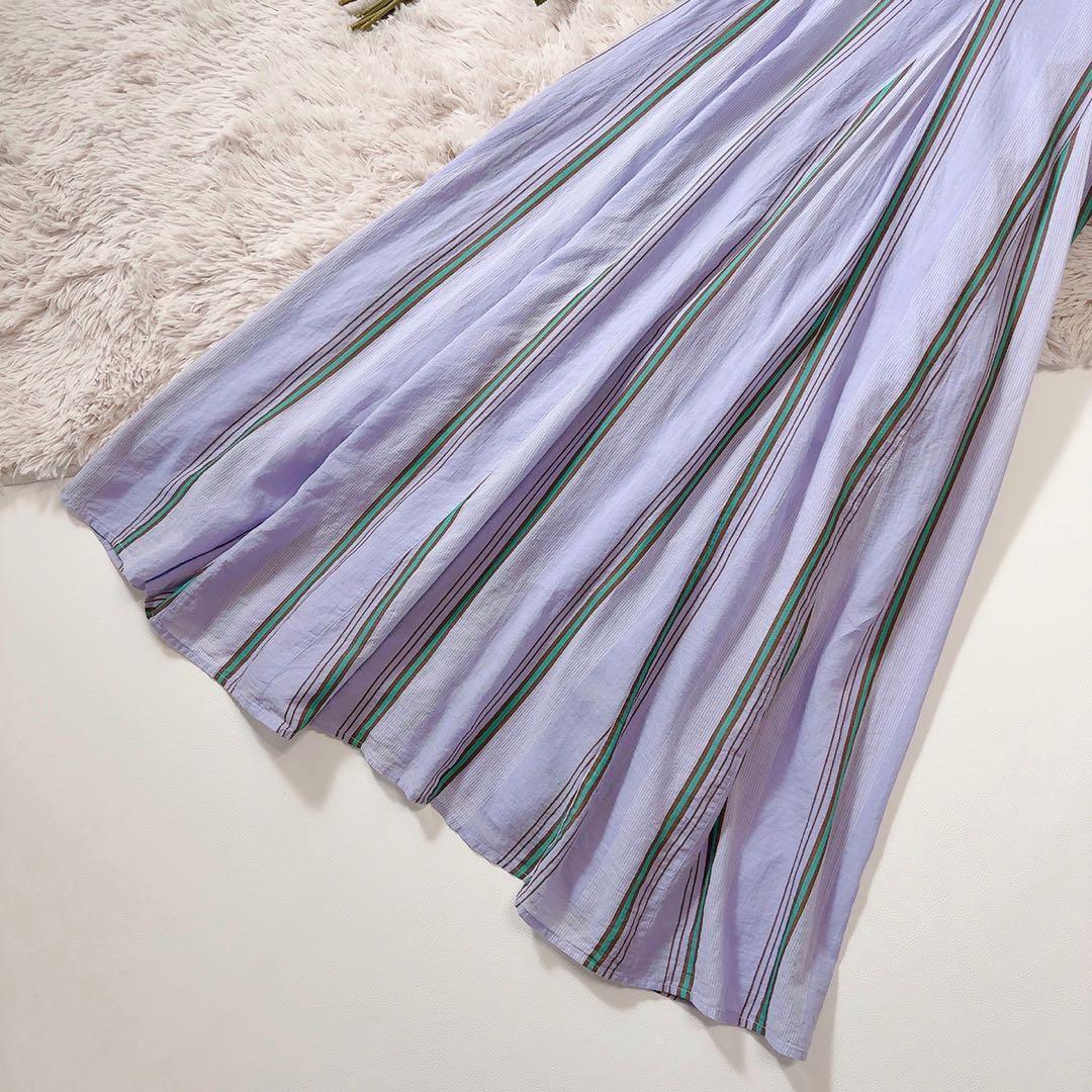 極美品ꕥヌキテパ 西園寺さん 2024 コットンボイルストライプパネルドレス M