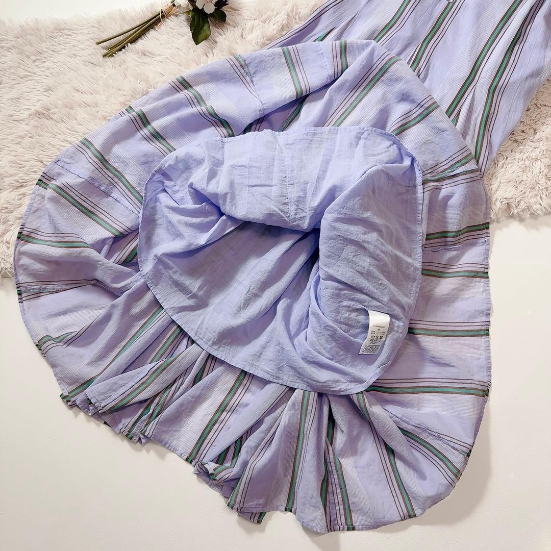 極美品ꕥヌキテパ 西園寺さん 2024 コットンボイルストライプパネルドレス M