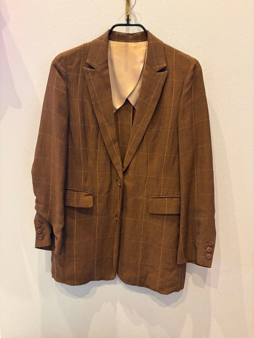 BACCA ブラウン チェック柄 テーラードジャケット　38サイズ