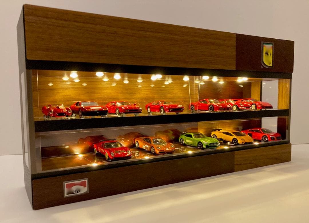 1/64展示20台可能・ウォールナット＆オーク・ディスプレーBOX/ネオジオラマ