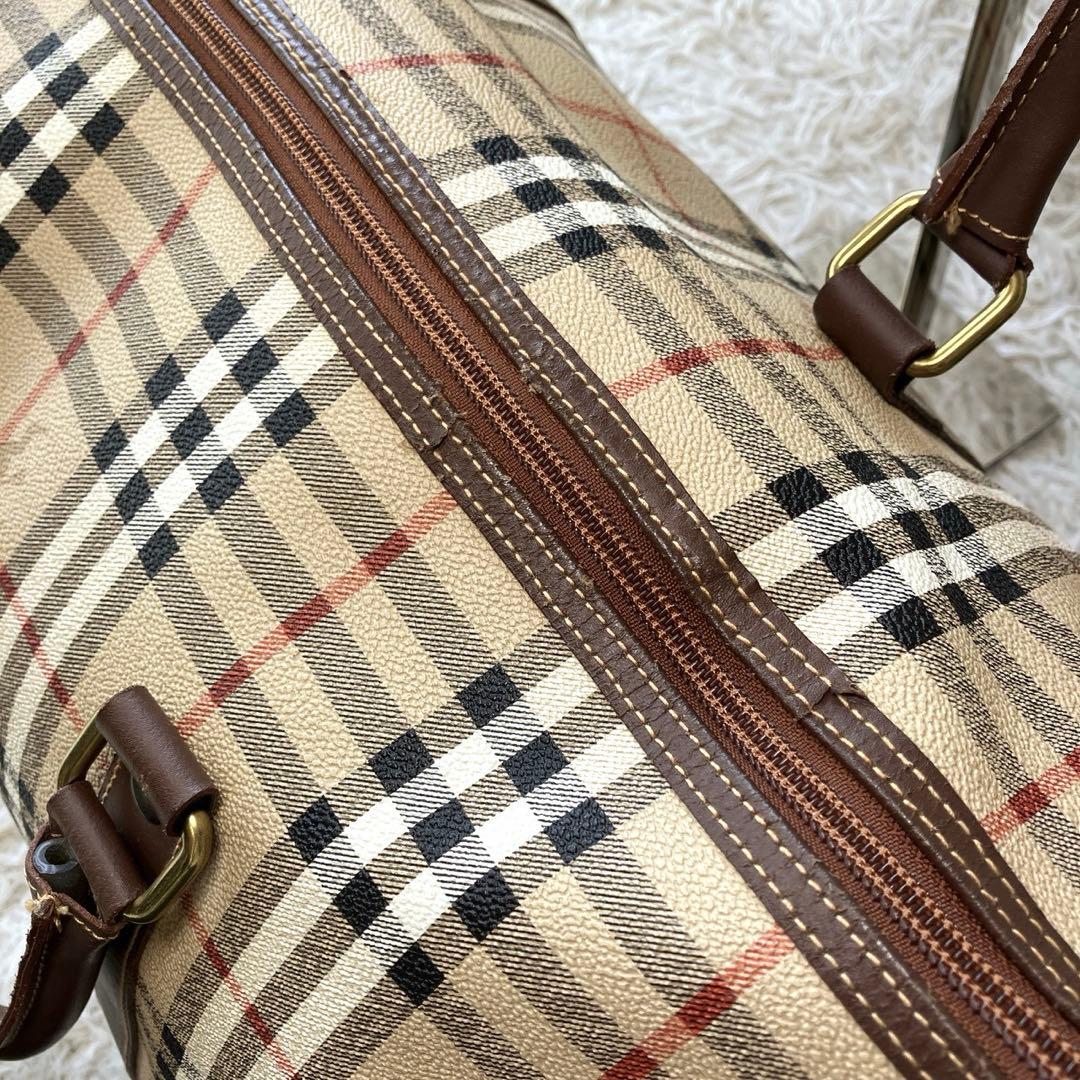 美品 BURBERRY バーバリー ノバチェック ボストンバッグ PVC