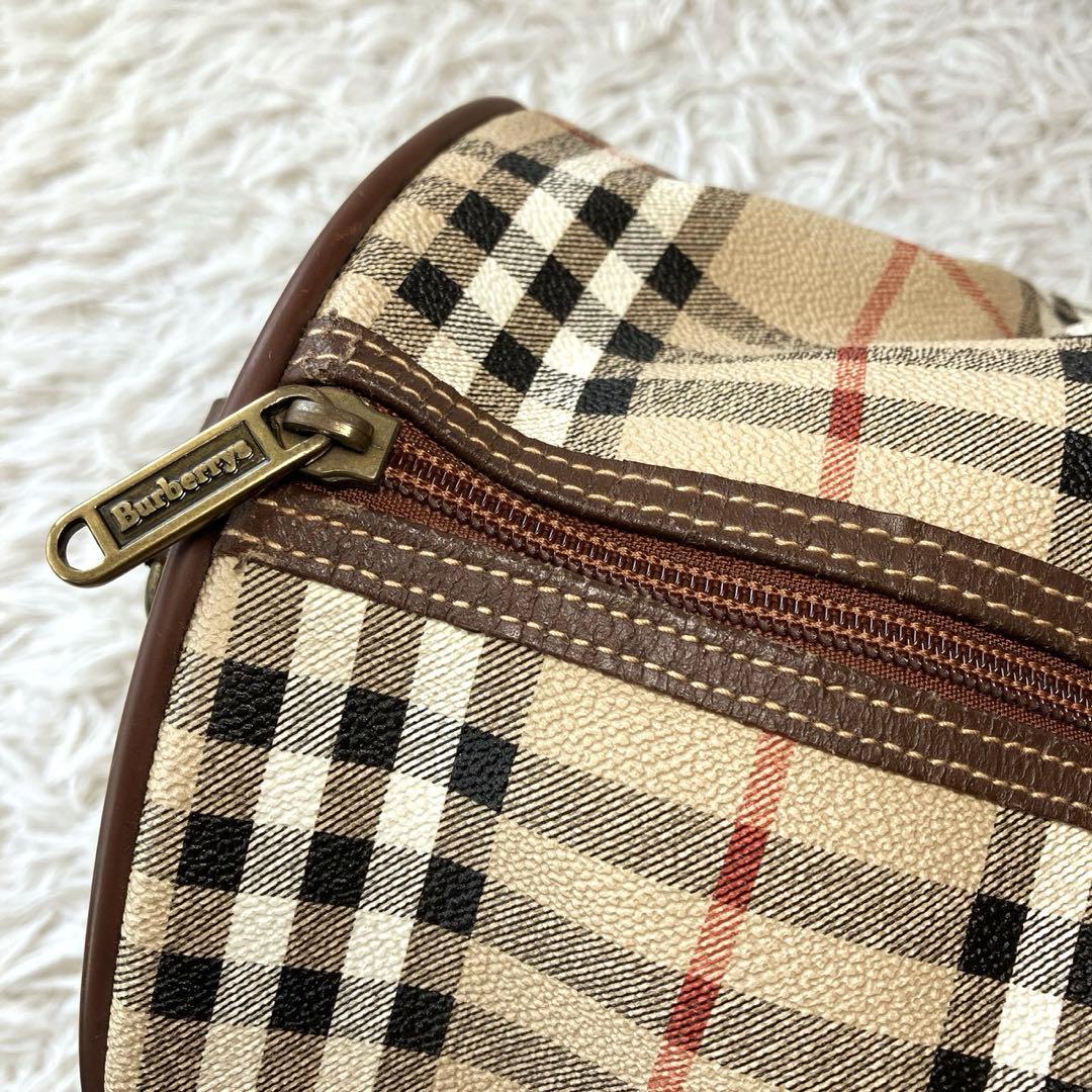 美品 BURBERRY バーバリー ノバチェック ボストンバッグ PVC