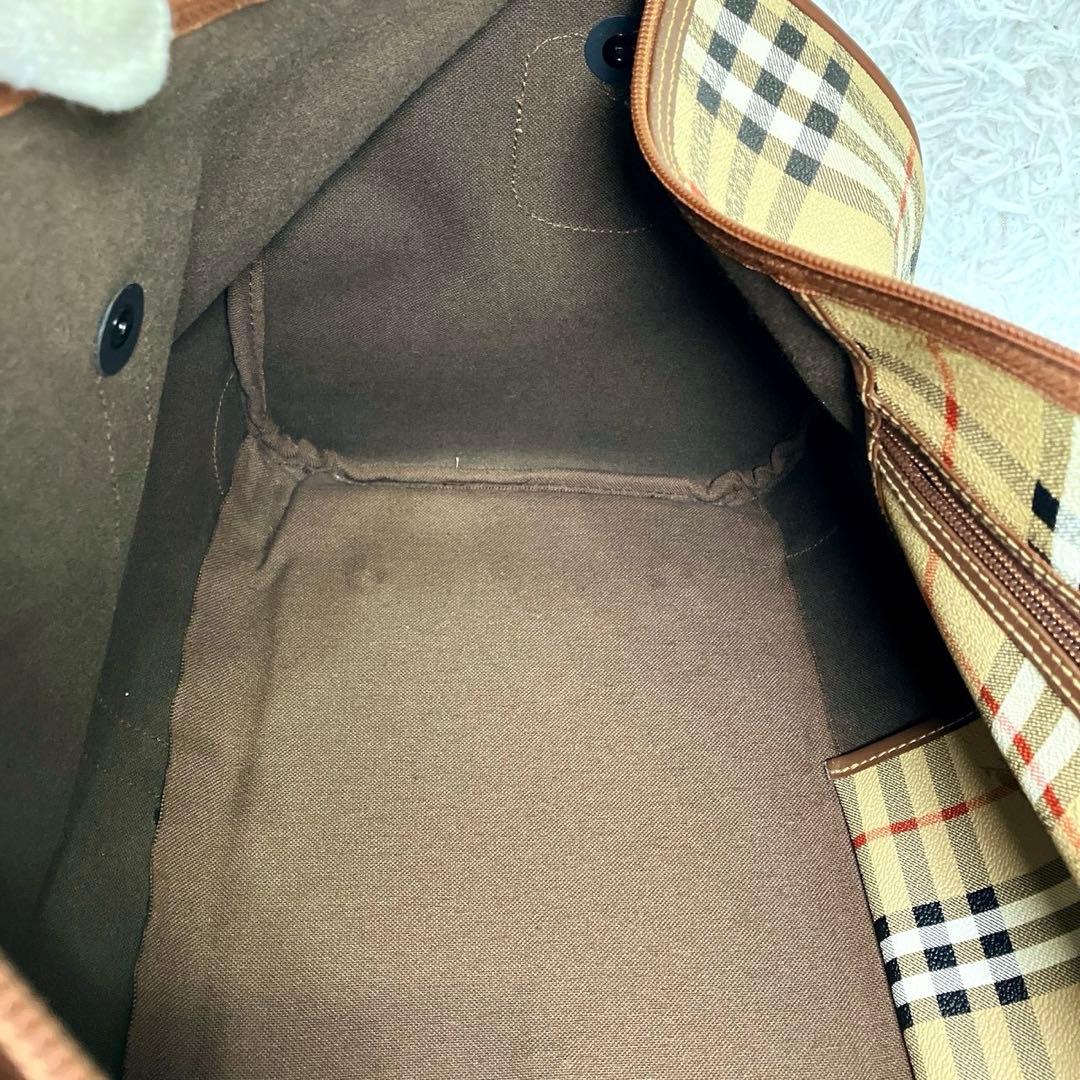 美品 BURBERRY バーバリー ノバチェック ボストンバッグ PVC