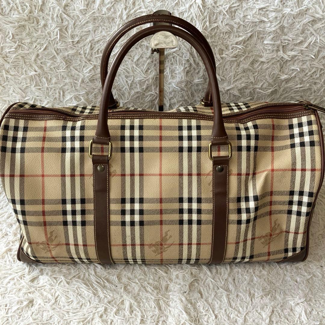 美品 BURBERRY バーバリー ノバチェック ボストンバッグ PVC