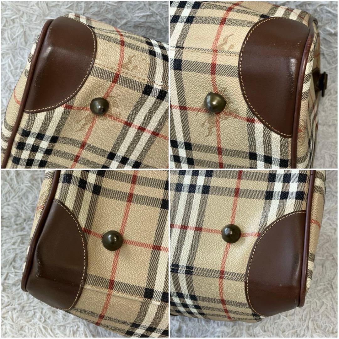 美品 BURBERRY バーバリー ノバチェック ボストンバッグ PVC