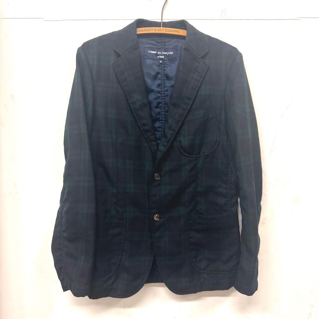 コムデギャルソンオム 縮絨ジャケット ブラックウォッチ ウール Sサイズ