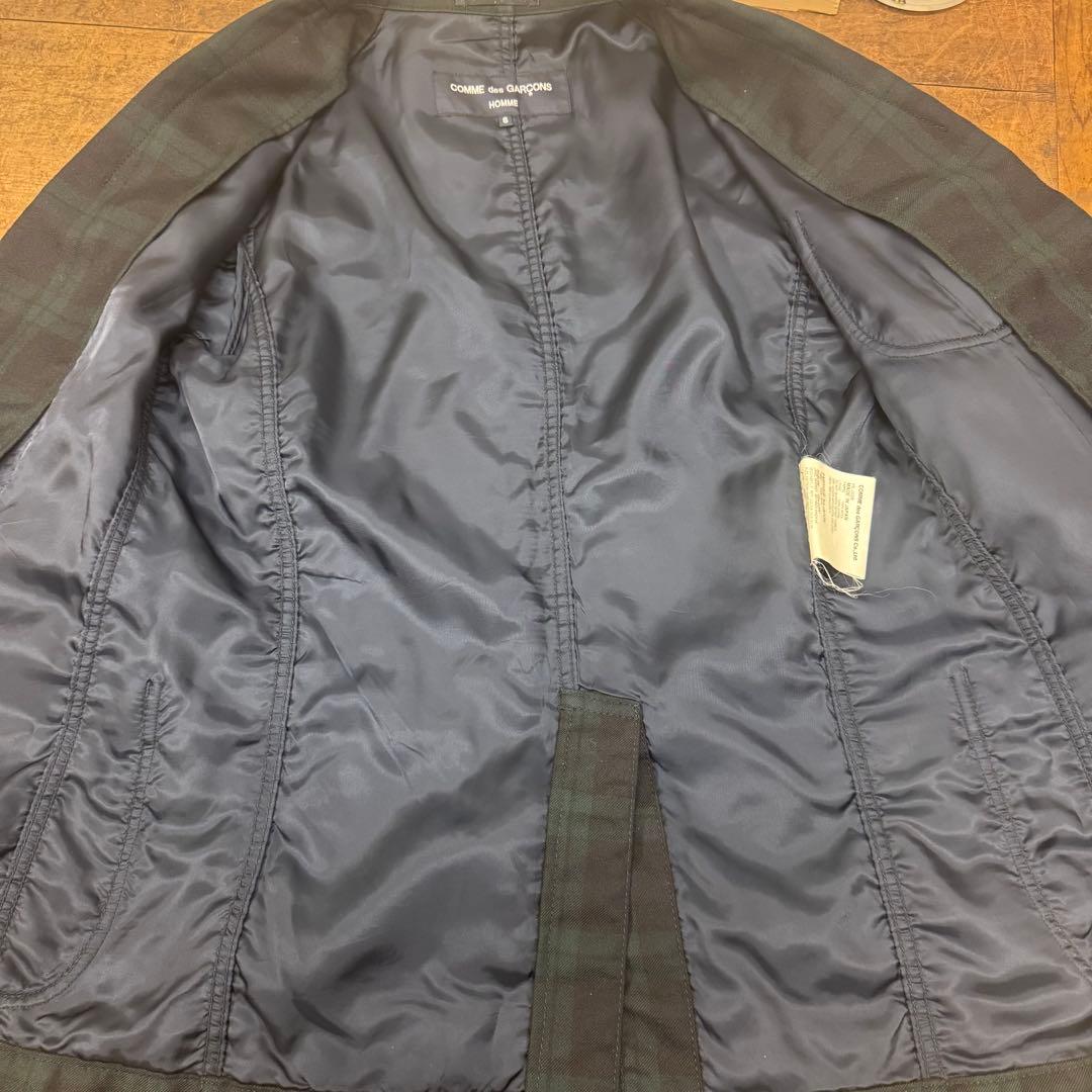 コムデギャルソンオム 縮絨ジャケット ブラックウォッチ ウール Sサイズ