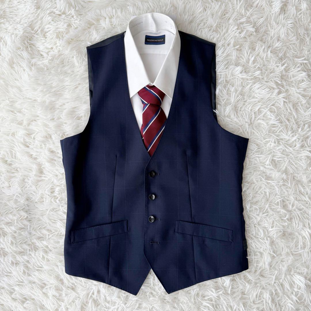 3ピース⭐︎SUIT SELECT セットアップスーツ ウィンドウペン ネイビーS