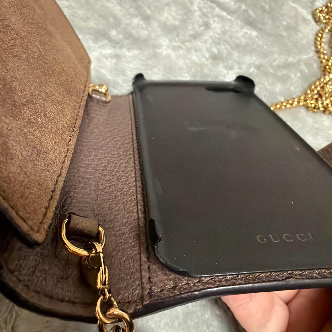 Gucci iPhone ケース SE 7.8 チェーンショルダー 手帳 グッチ