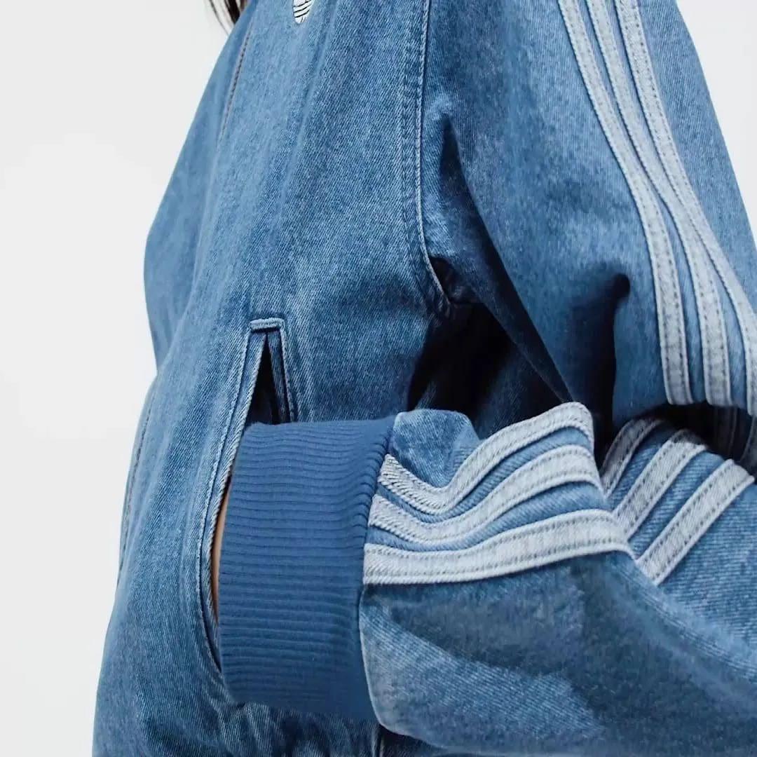 新品L女性】アディダスアディカラーデニムジャケットファイヤーバードトラック