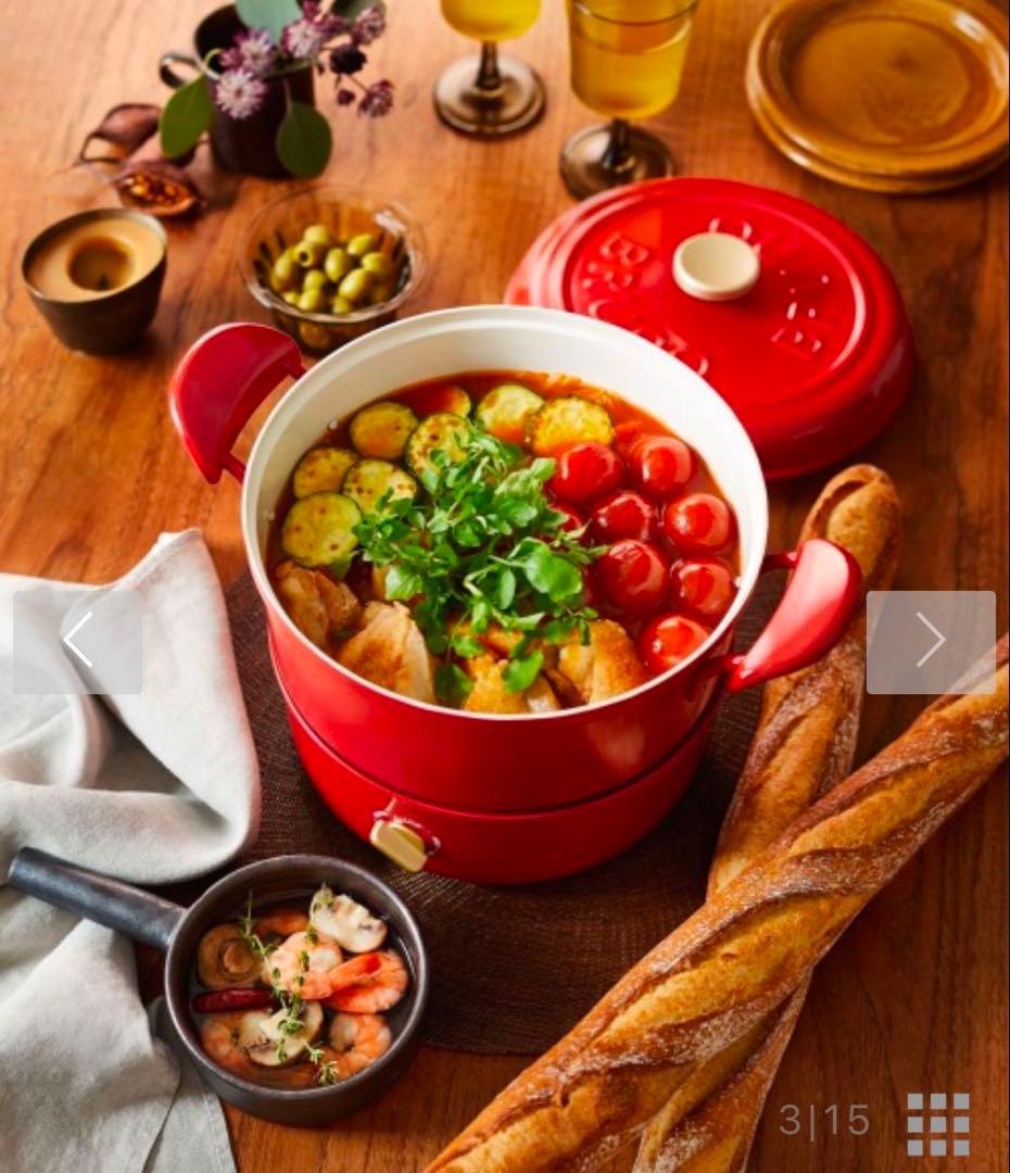 【新品未使用】BRUNO ブルーノ マルチグリルポット レッド BOE065