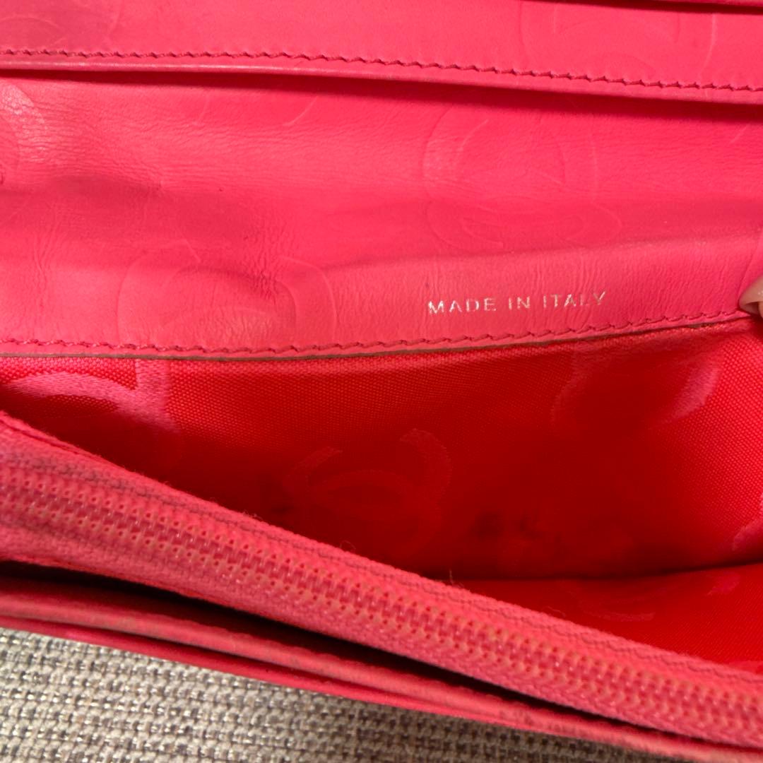 CHANEL カンボンライン　ブラック&ピンク　長財布