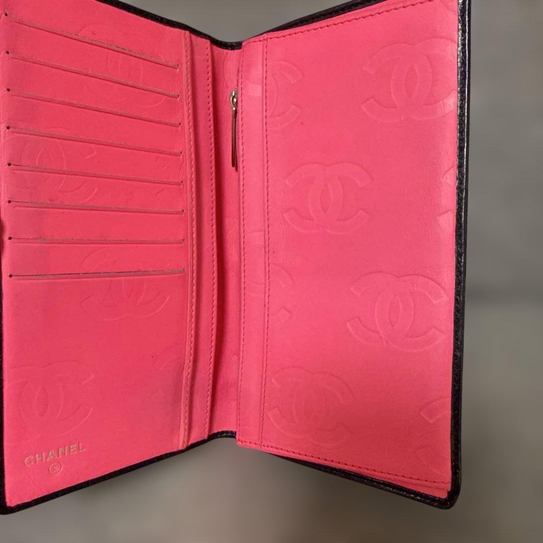 CHANEL カンボンライン　ブラック&ピンク　長財布