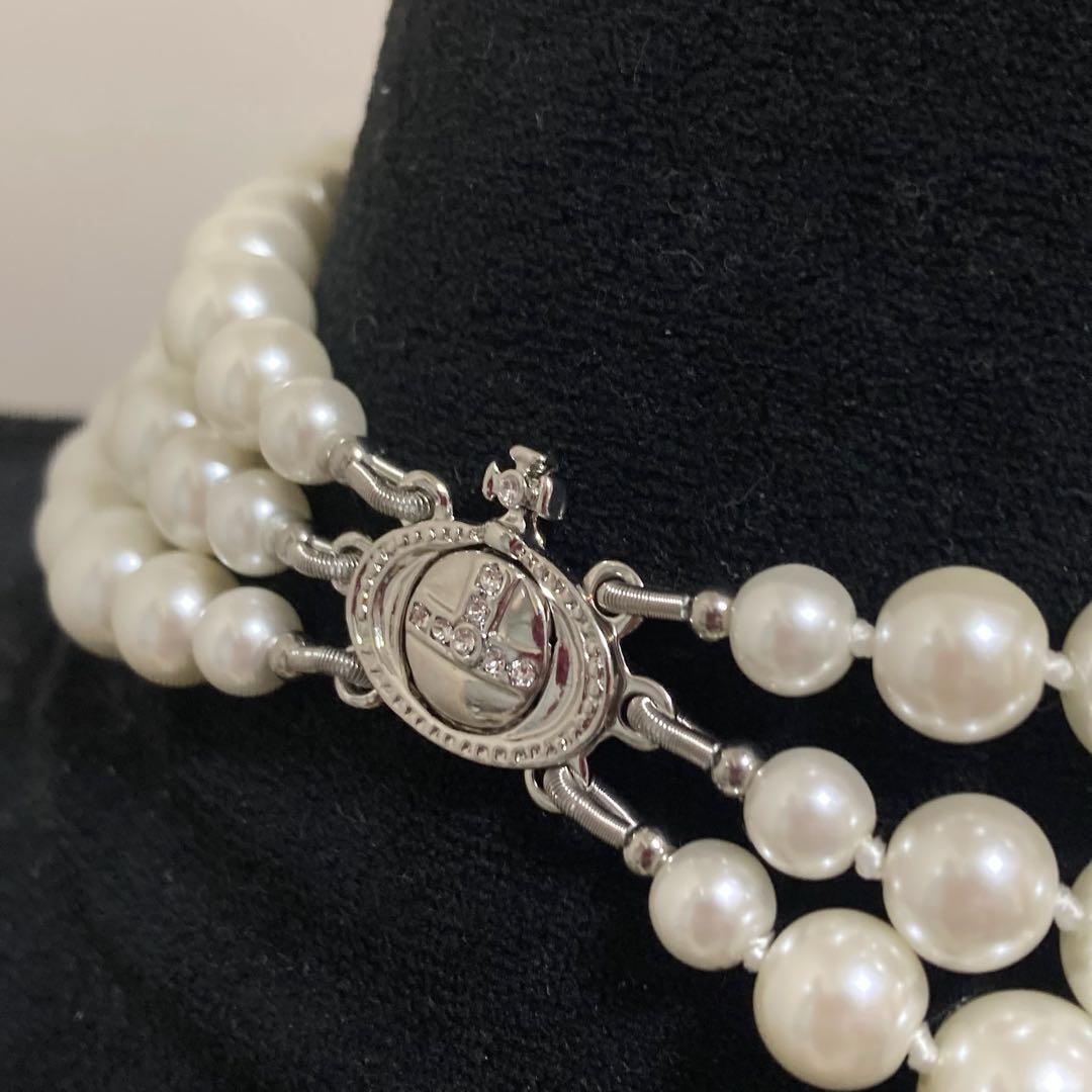 Vivienne Westwood｜3連パールチョーカー　ネックレス　シルバー