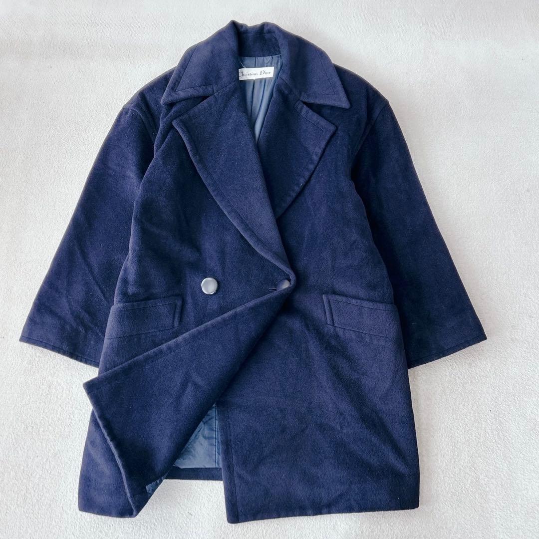 専用　クリスチャンディオール　チェスターコート　アンゴラ混　ネイビー　XL相当