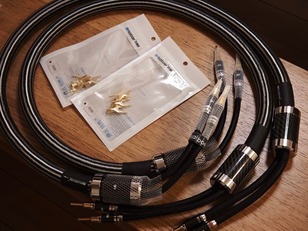 高純度6N単結晶銅(太さ2.6mm)　銀メッキスピーカーケーブル1.5Mⅹ2本