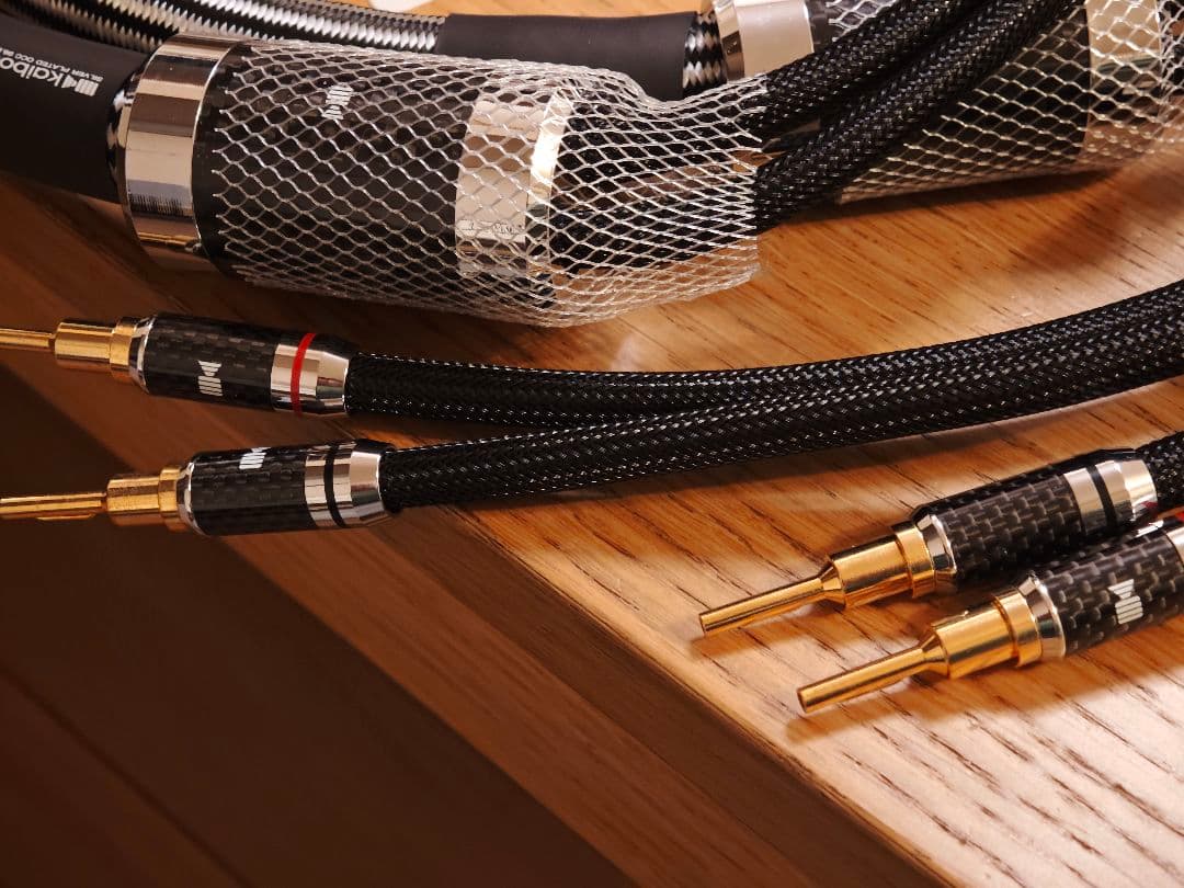 高純度6N単結晶銅(太さ2.6mm)　銀メッキスピーカーケーブル1.5Mⅹ2本