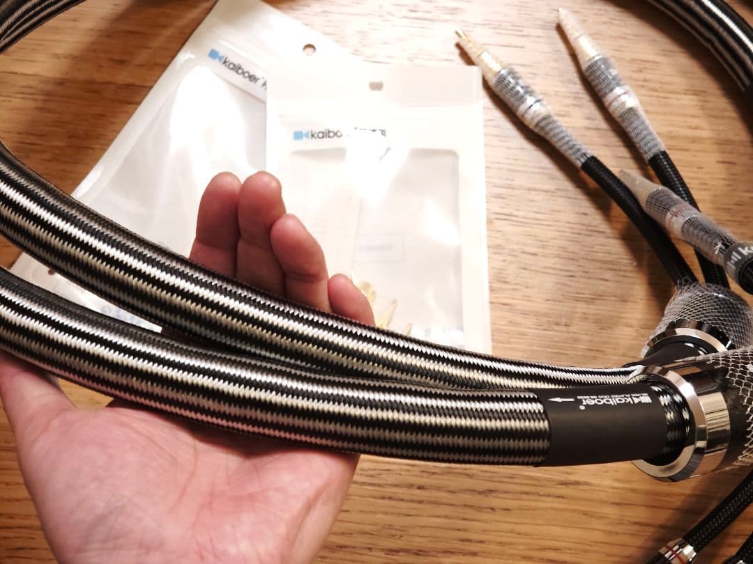 高純度6N単結晶銅(太さ2.6mm)　銀メッキスピーカーケーブル1.5Mⅹ2本