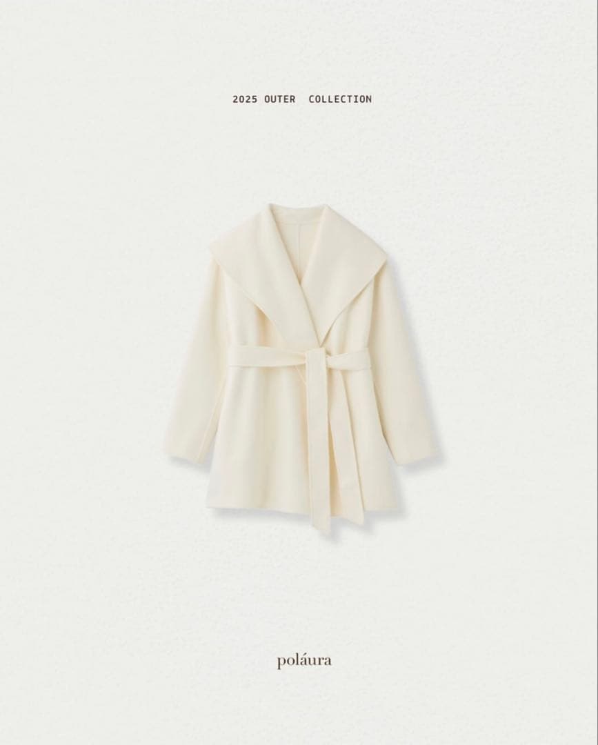 polaura ポローラ ショールカラーウールミドルコート