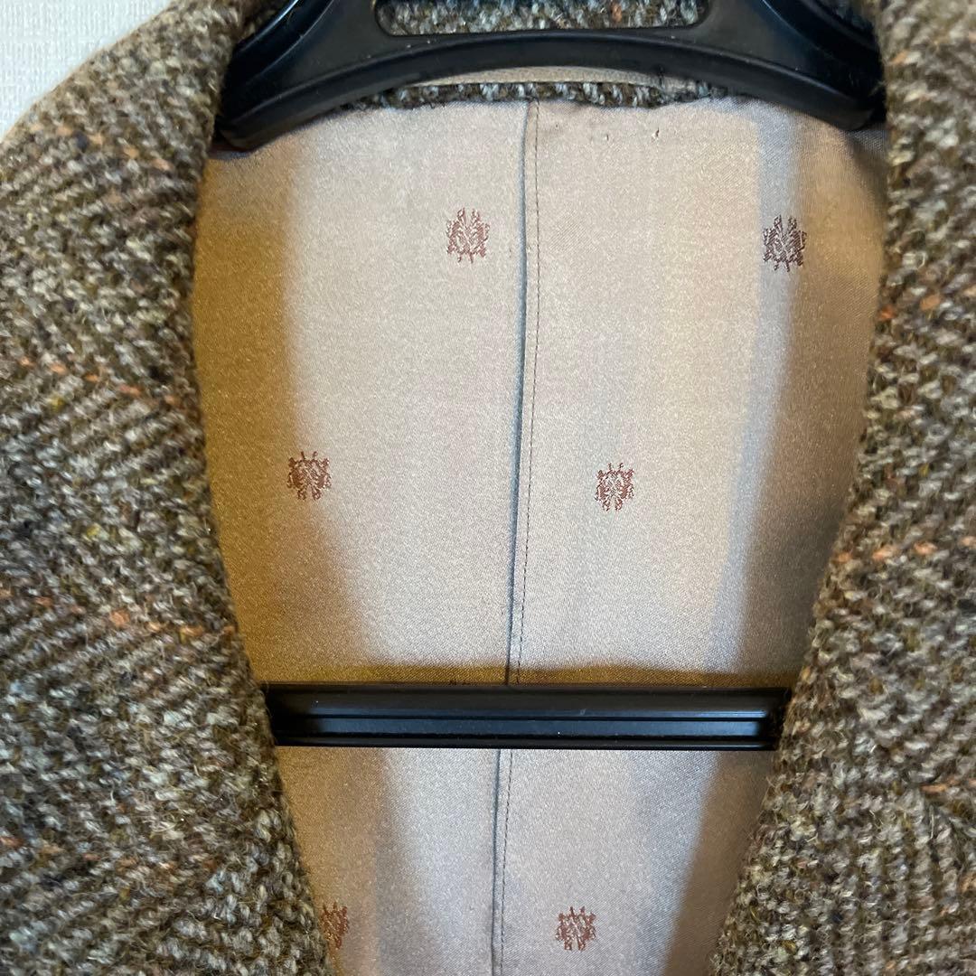 極美品 ブラウン ヘリンボーン テーラードジャケット ハリスツイード