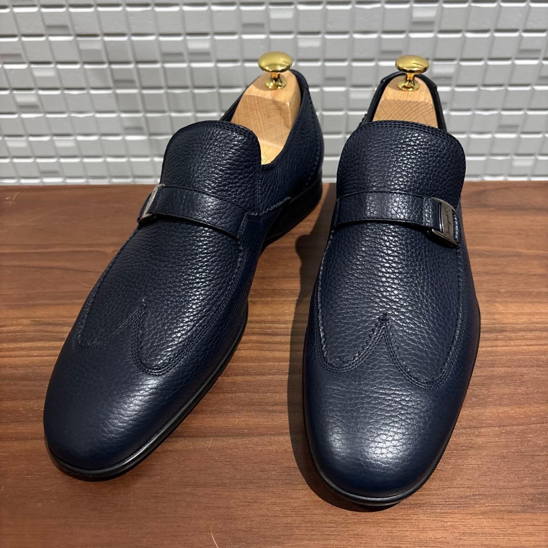 サルヴァトーレ フェラガモ メンズ シューズ 靴 シボ革 ネイビー 8