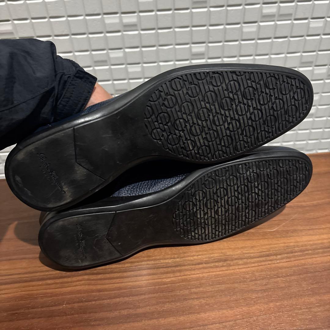 サルヴァトーレ フェラガモ メンズ シューズ 靴 シボ革 ネイビー 8