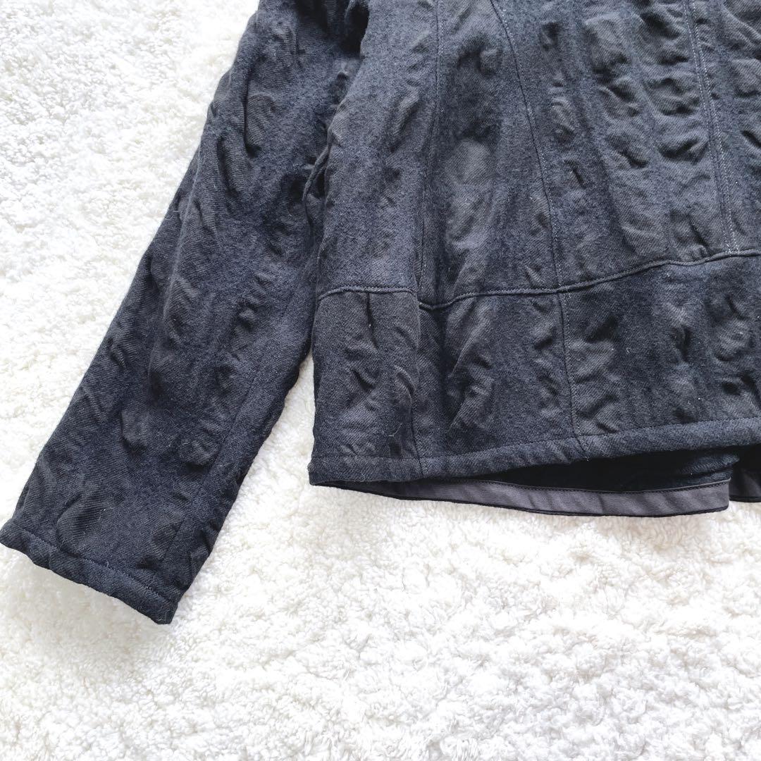 センソユニコ t.b シャツジャケット ウール綿 異素材モコモコ フレア 黒40