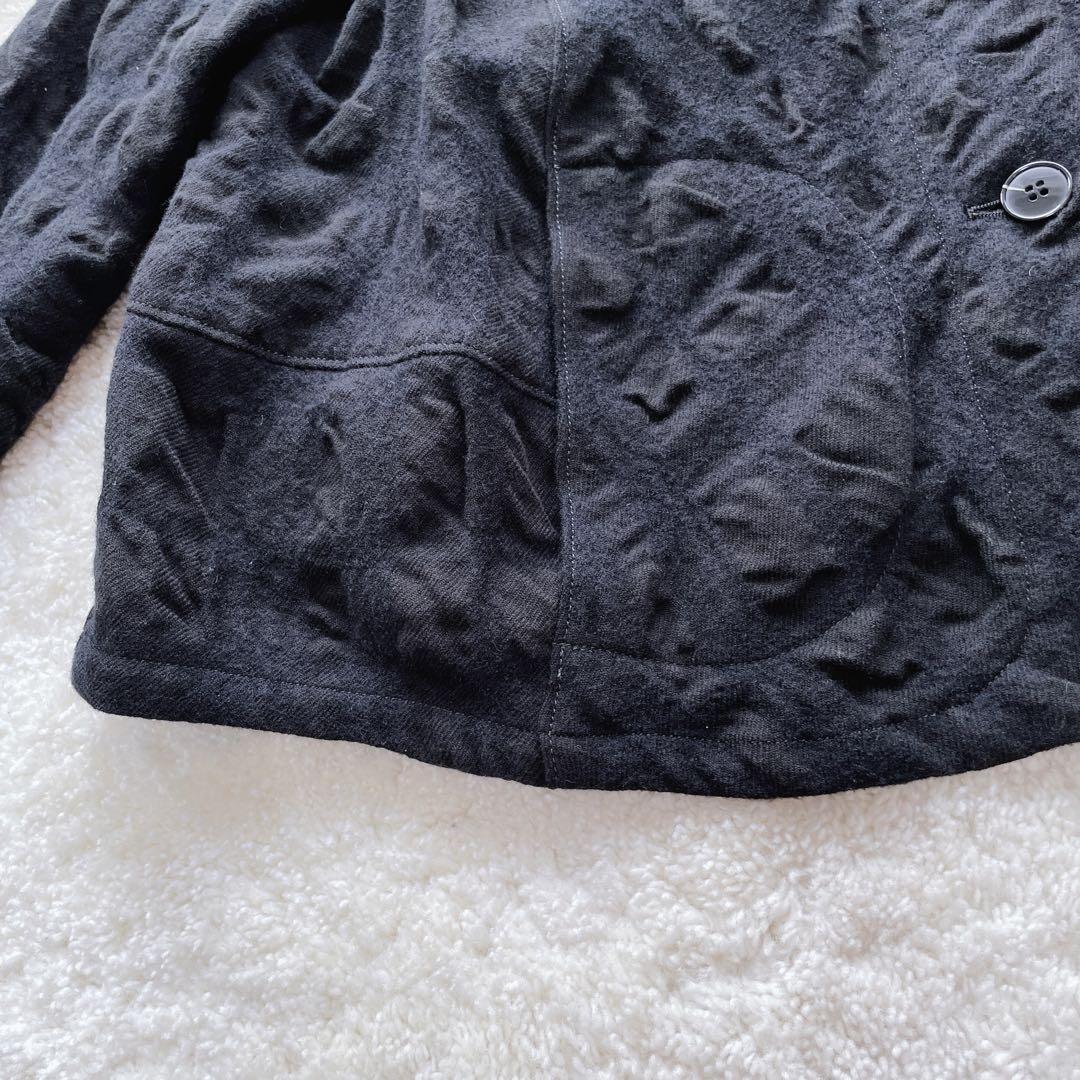 センソユニコ t.b シャツジャケット ウール綿 異素材モコモコ フレア 黒40