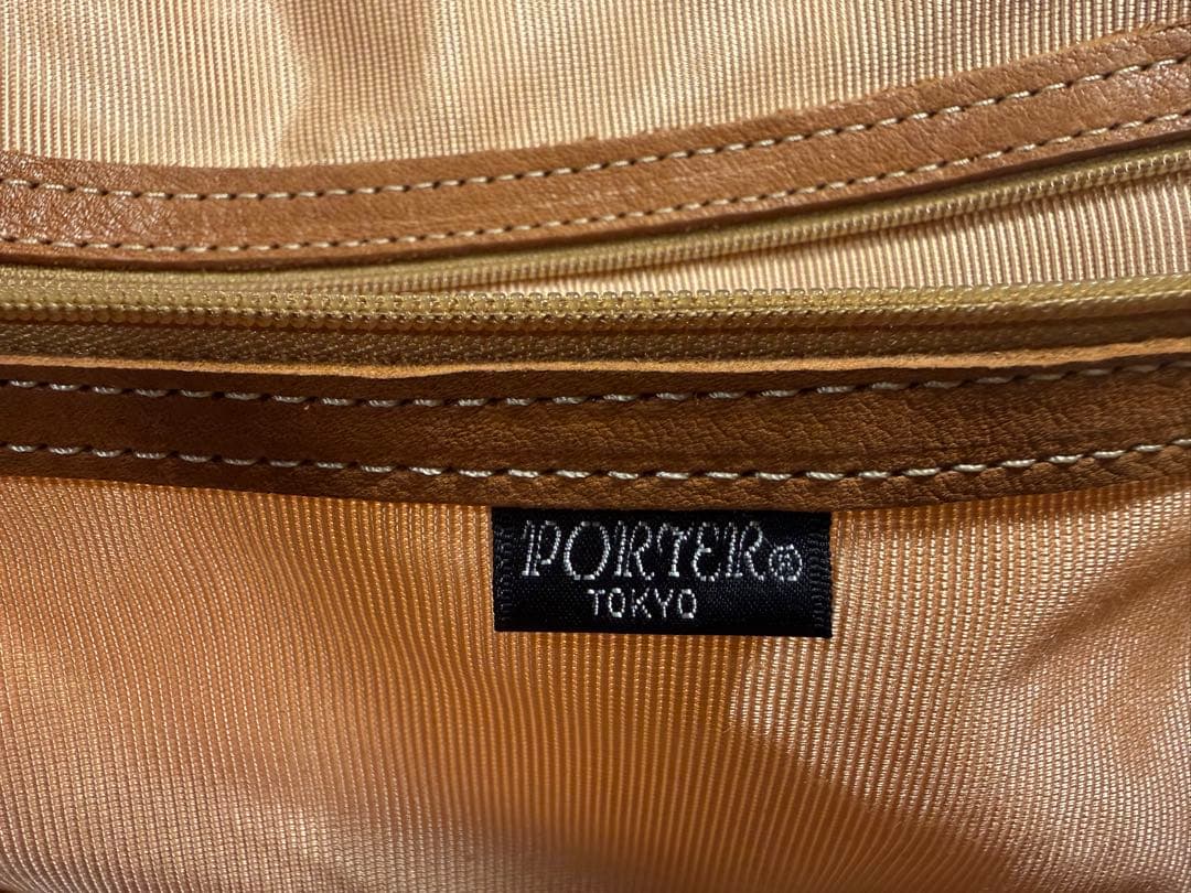 PORTER × CASTER レザー ブリーフバッグ キャメル 本革 鍵付き