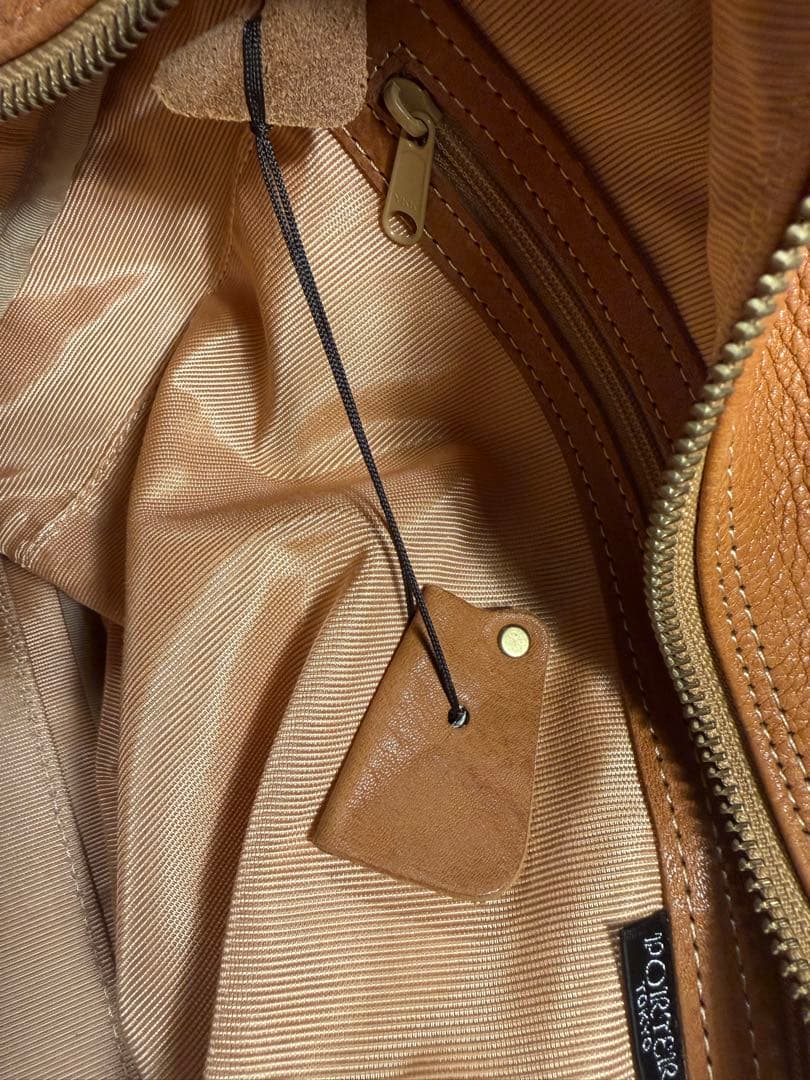 PORTER × CASTER レザー ブリーフバッグ キャメル 本革 鍵付き