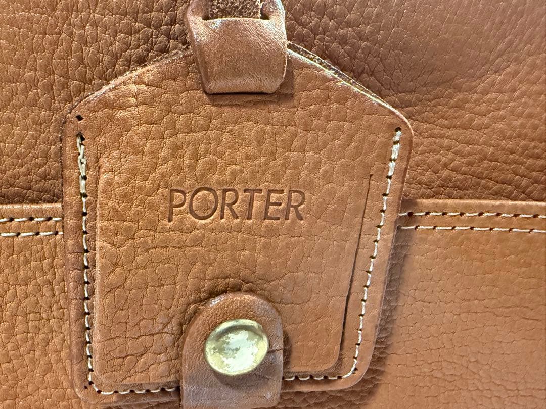 PORTER × CASTER レザー ブリーフバッグ キャメル 本革 鍵付き