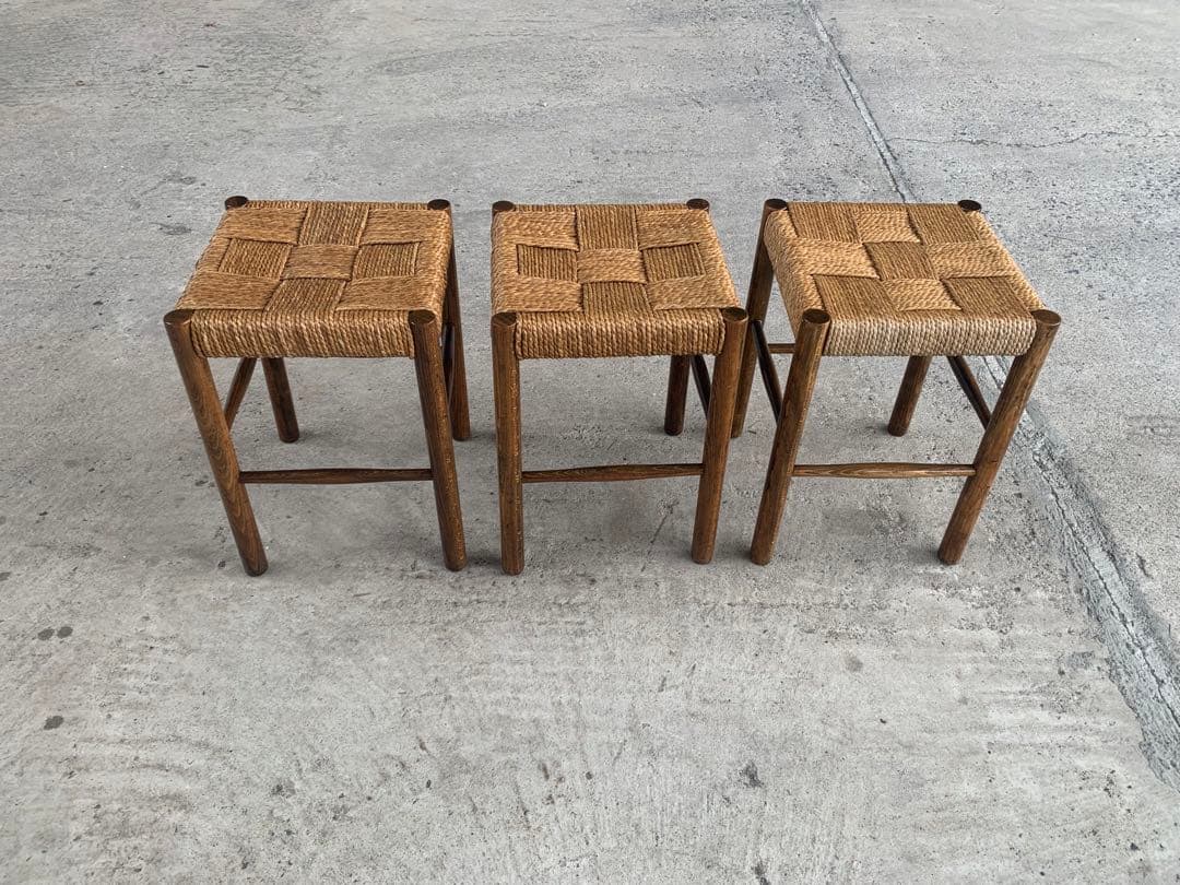 アンティーク ラッシュ スツール 縄編み チェア 民芸家具 椅子 No.1