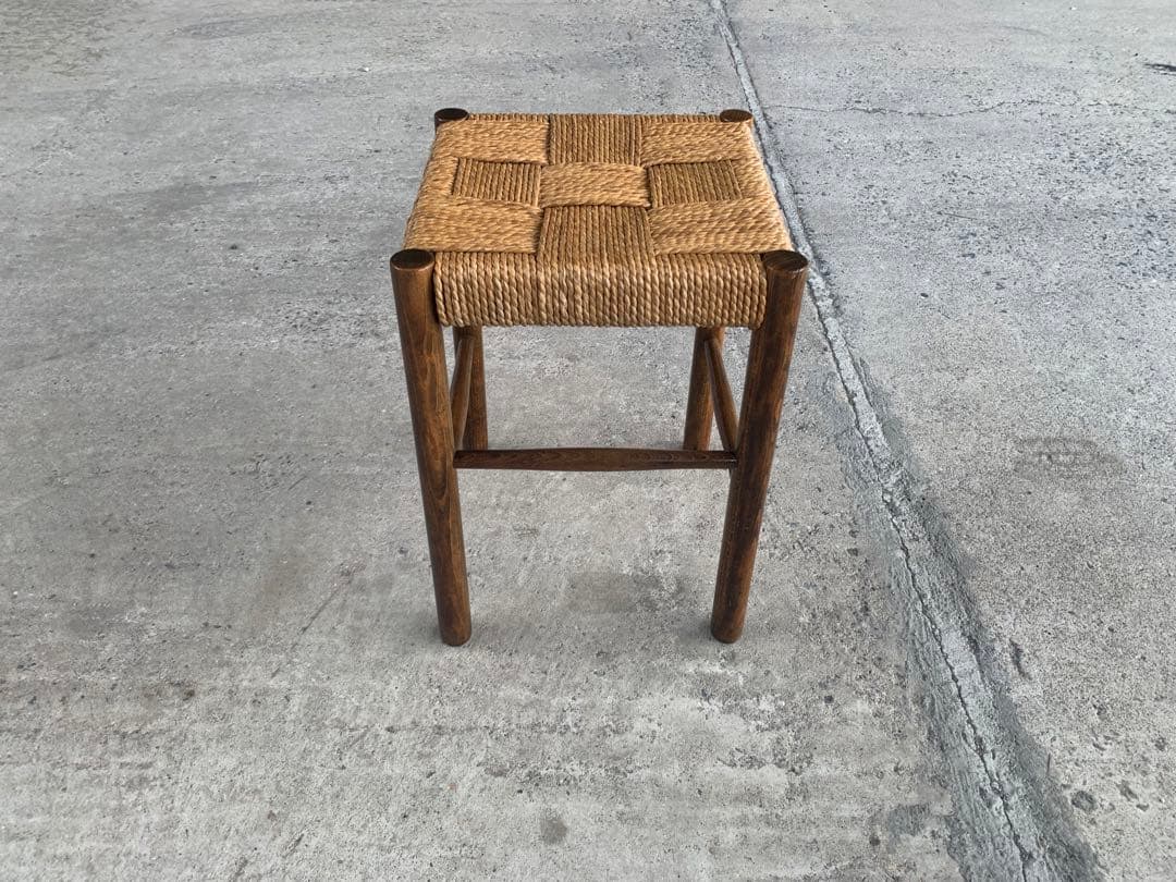 アンティーク ラッシュ スツール 縄編み チェア 民芸家具 椅子 No.1