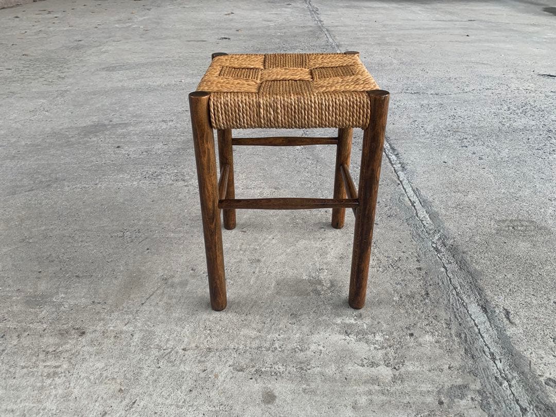アンティーク ラッシュ スツール 縄編み チェア 民芸家具 椅子 No.1