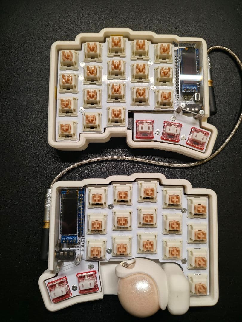 Keyball39 白基盤 完成品(キースイッチ/キーキャップ付き)