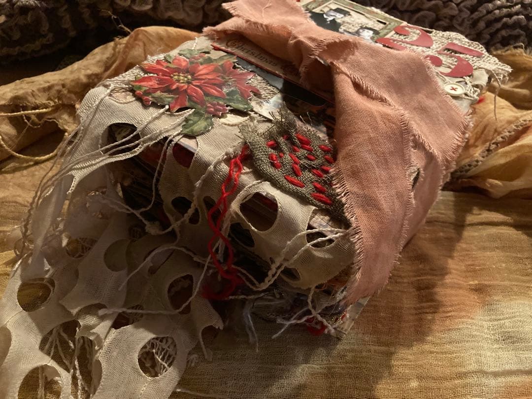 Xmasセット　ジャンクジャーナル　ティムホルツ　エンボスペーパー　インド刺繍