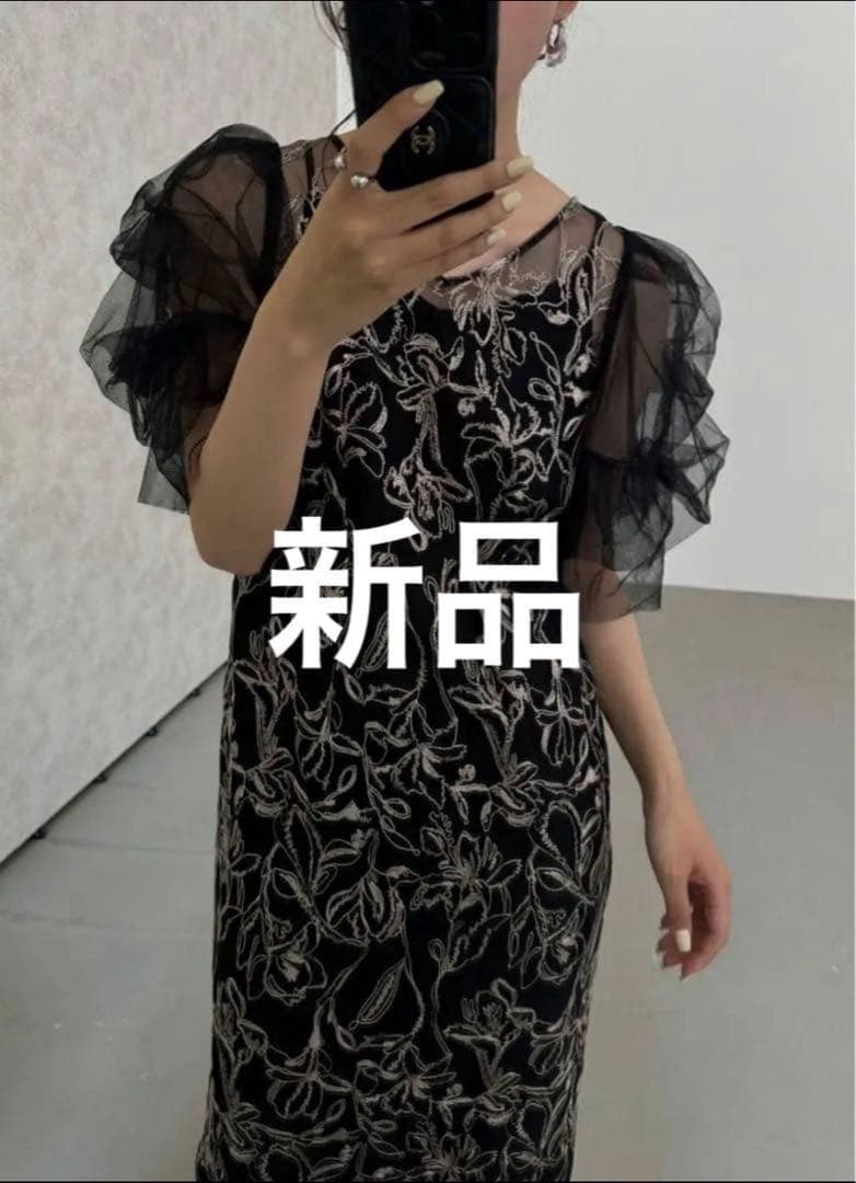 LERURE　リルアー　Fluffy sleeve pencil dress